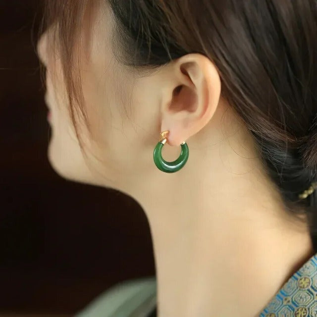 Pendientes de Piedra Jaspe Verde