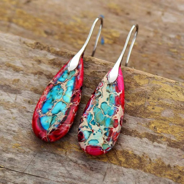 Pendientes de Piedra Natural roja
