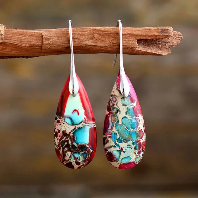 Pendientes de Piedra Natural roja
