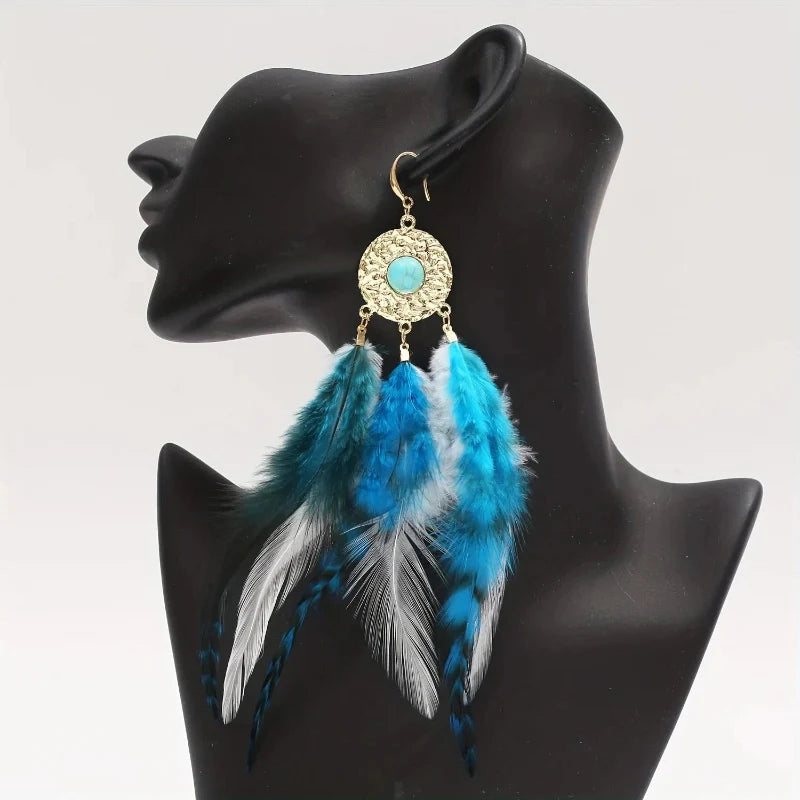 Pendientes Plumas Azules