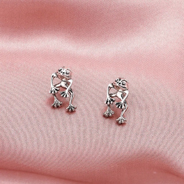 Pendientes de Mujer Rana plata