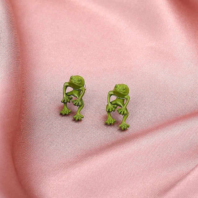 Pendientes de Mujer Rana verde