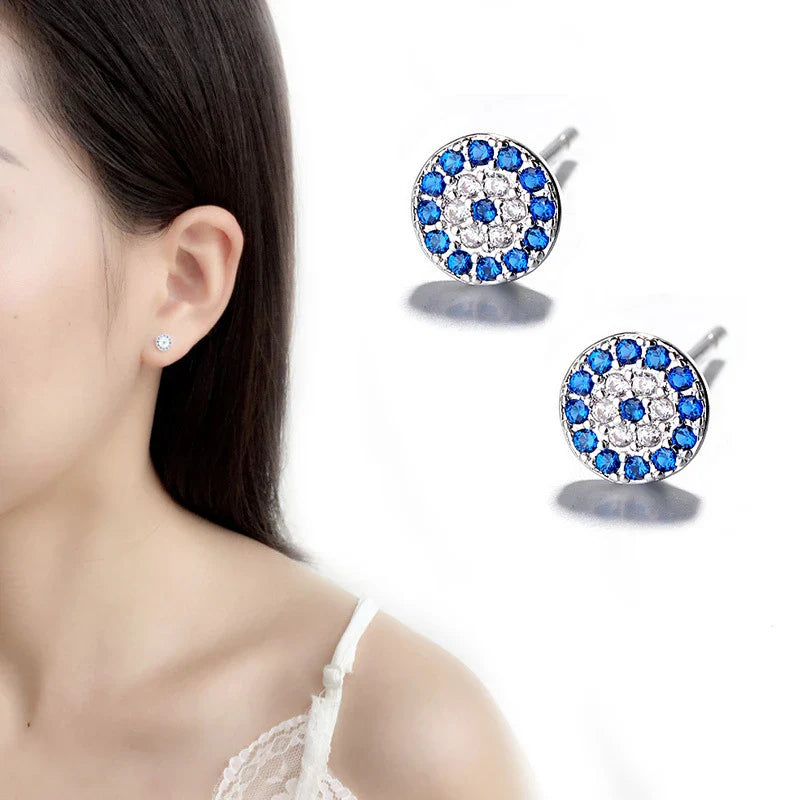 Pendientes Retro Ojo Turco Azul de Cristal