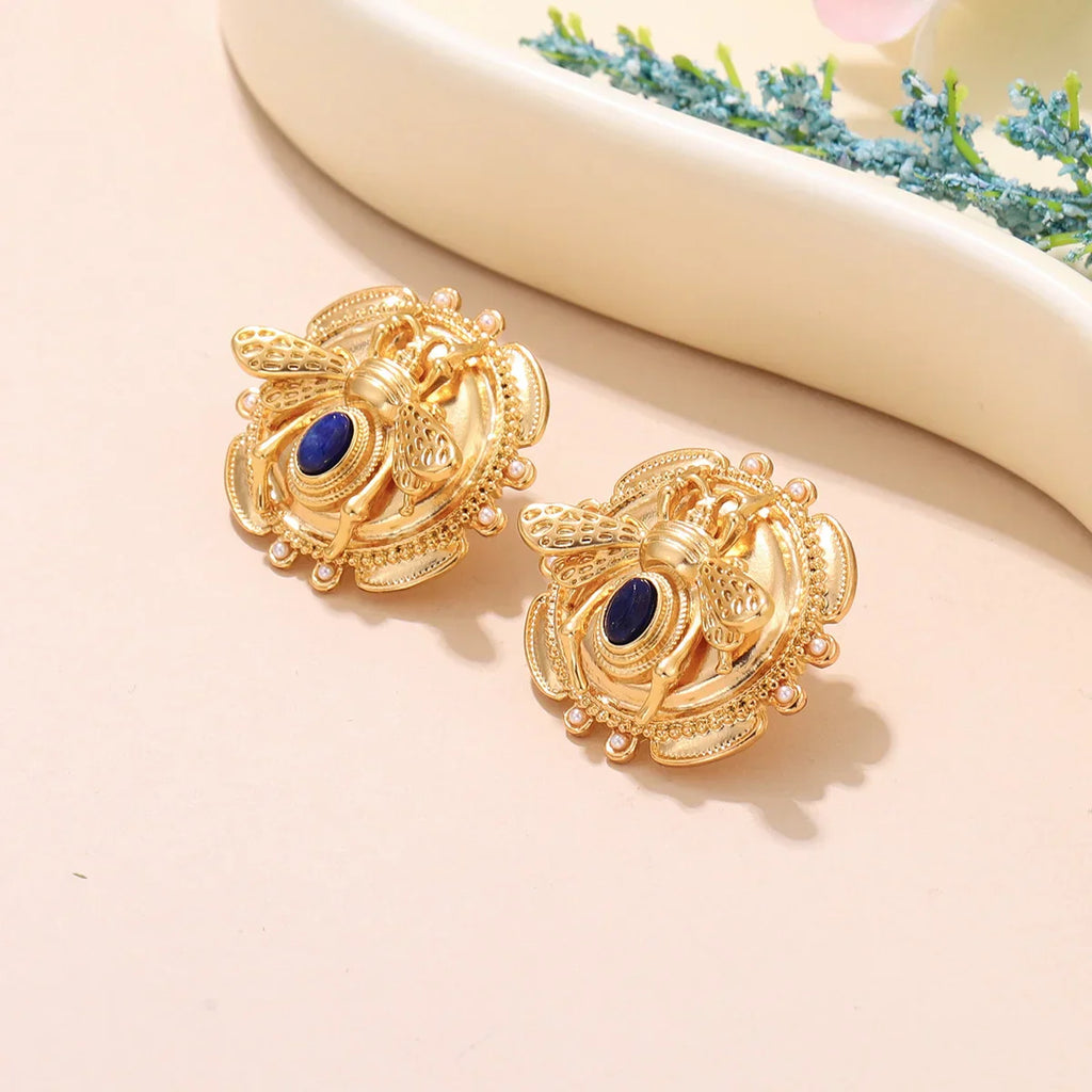 Boucles d'oreilles rondes abeille