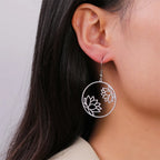 Pendientes Colgantes Redondos Flor de Loto plata