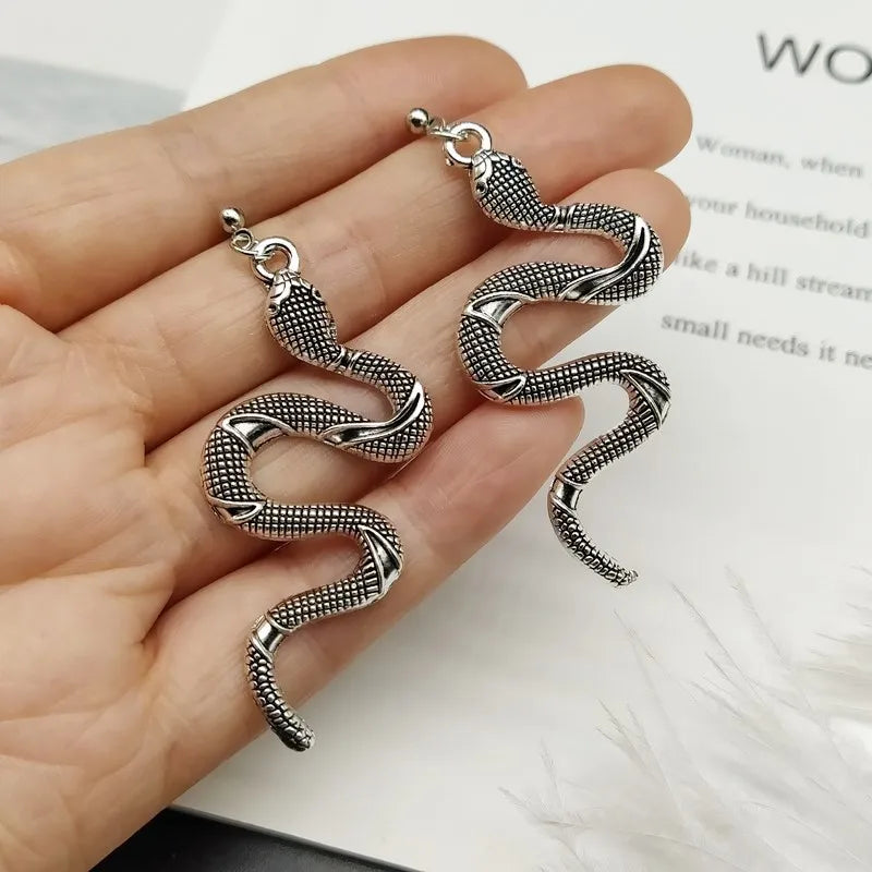 Pendientes Serpiente Reptil plata