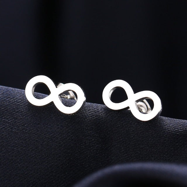 Pendientes de Clavo Símbolo Infinito para Mujer plata
