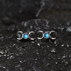 Pendientes de Botón Triple Luna Hechicería Wicca Mujer