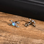 Pendientes de Botón Triple Luna Hechicería Wicca Mujer