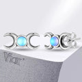 Pendientes de Botón Triple Luna Hechicería Wicca Mujer