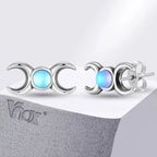 Pendientes de Botón Triple Luna Hechicería Wicca Mujer