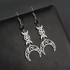 Pendientes Colgantes Triple Luna Brujería Wicca Mujer