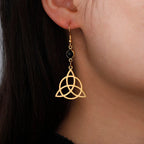 Pendientes Colgantes Triquetra para Mujer Nudo de la Trinidad oro