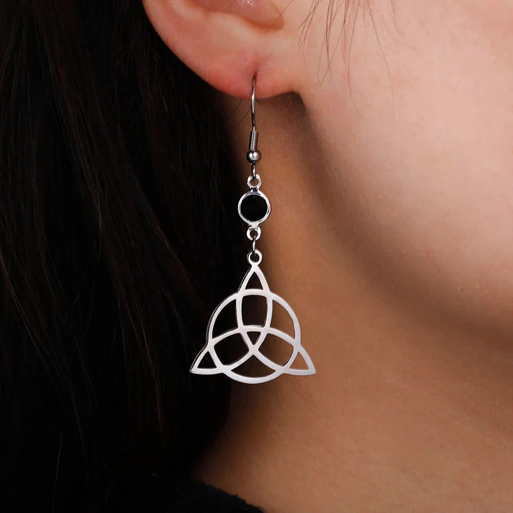 Pendientes Colgantes Triquetra para Mujer Nudo de la Trinidad plata