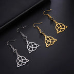 Pendientes Colgantes Triquetra para Mujer Nudo de la Trinidad oro