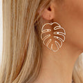 Pendientes Tropicales Hoja de Palma plata