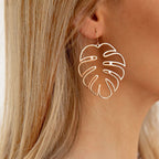 Pendientes Tropicales Hoja de Palma plata