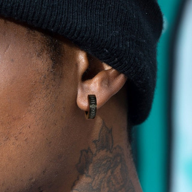 Pendientes Vikingos Aros para Hombre y Mujer Celta Nórdico negro