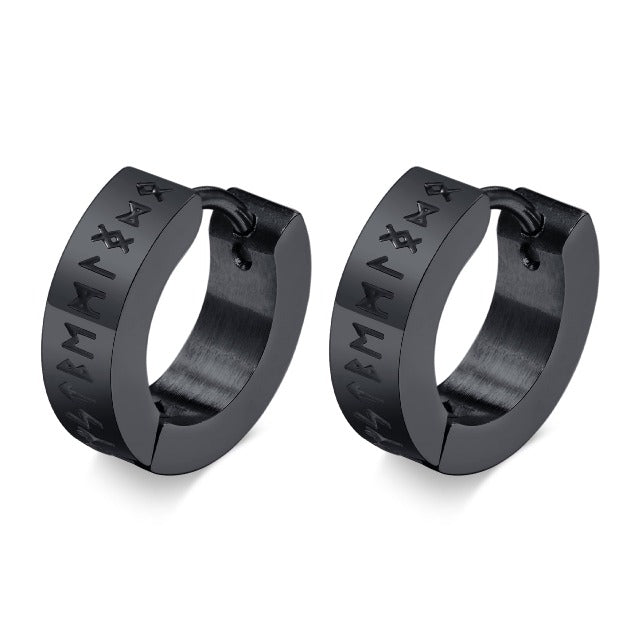 Pendientes Vikingos Aros para Hombre y Mujer Celta Nórdico negro