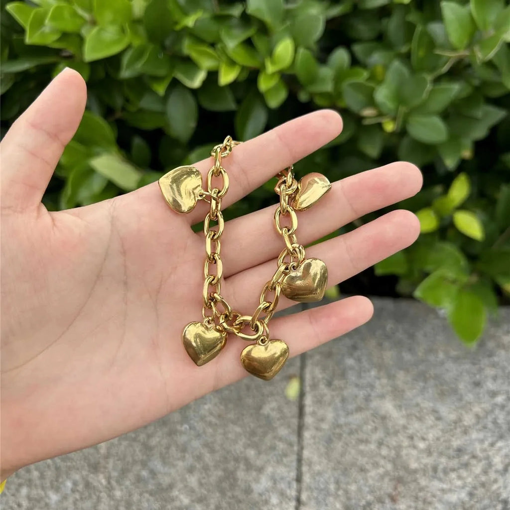 Pulsera 5 Corazones Gourmet Mujer oro