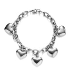 Pulsera 5 Corazones Gourmet Mujer plata