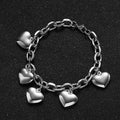 Pulsera 5 Corazones Gourmet Mujer plata