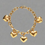 Pulsera 5 Corazones Gourmet Mujer oro