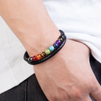 Pulsera 7 Chakras De Cuero Hombre Mujer