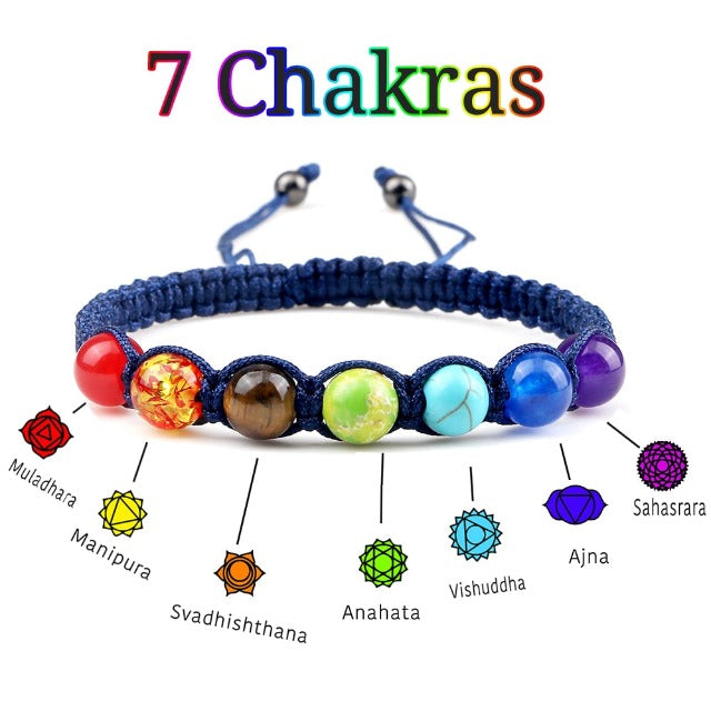 Pulsera 7 Chakras Trenzada Gourmet para Hombre y Mujer con Piedras Reales
