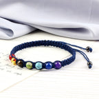 Pulsera 7 Chakras Trenzada Gourmet para Hombre y Mujer con Piedras Reales azul
