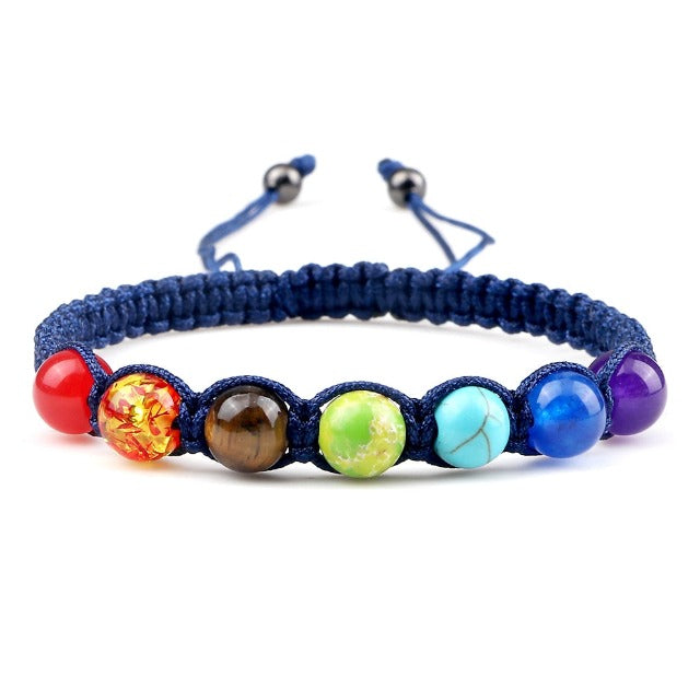 Pulsera 7 Chakras Trenzada Gourmet para Hombre y Mujer con Piedras Reales azul