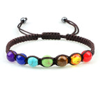 Pulsera 7 Chakras Trenzada Gourmet para Hombre y Mujer con Piedras Reales marrón