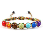 Pulsera 7 Chakras Trenzada Gourmet para Hombre y Mujer con Piedras Reales multicolor