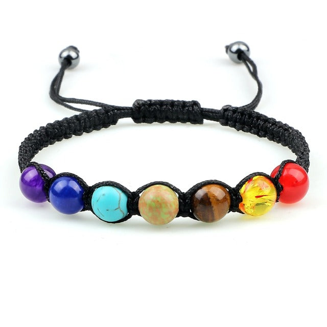 Pulsera 7 Chakras Trenzada Gourmet para Hombre y Mujer con Piedras Reales negro