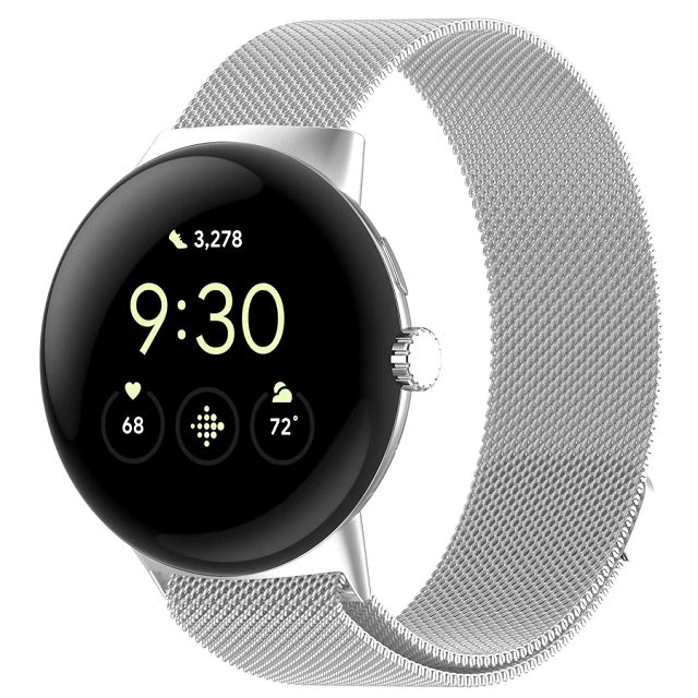 Pulsera de Acero Milan Magnetizada para Smartwatch Google Pixel Watch 1 y 2 plata gris