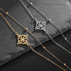 Pulsera de Acero Nudo de Bruja Mujer Pulsera de Protección Wicca plata