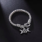 Pulsera de Acero Triple Luna Brujería Esclava Wicca