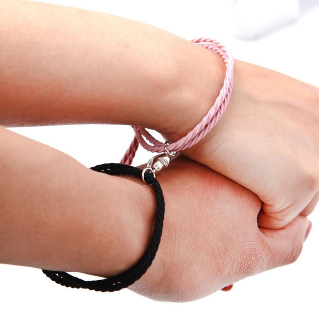 Pulsera Magnética Pareja negro y rosa