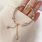Pulsera Amatista en Perlas Piedras Naturales Esclava para Mujeres