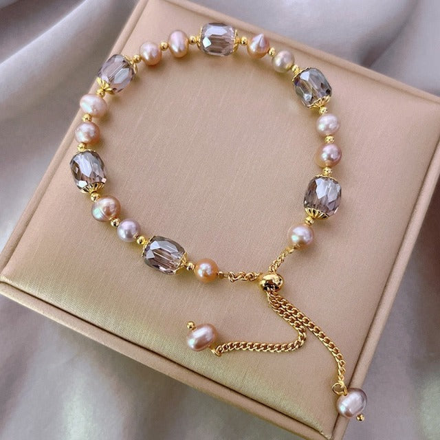 Pulsera Amatista en Perlas Piedras Naturales Esclava para Mujeres