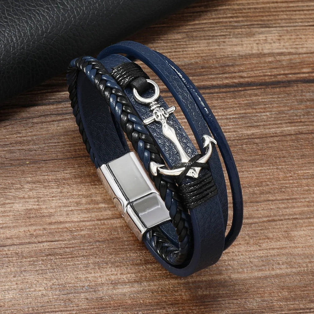 Bracelet ancre en cuir
