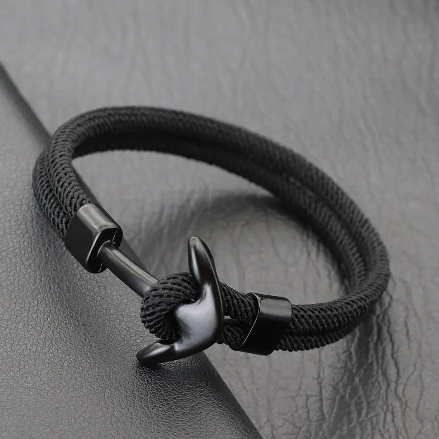 Bracelet ancre noire