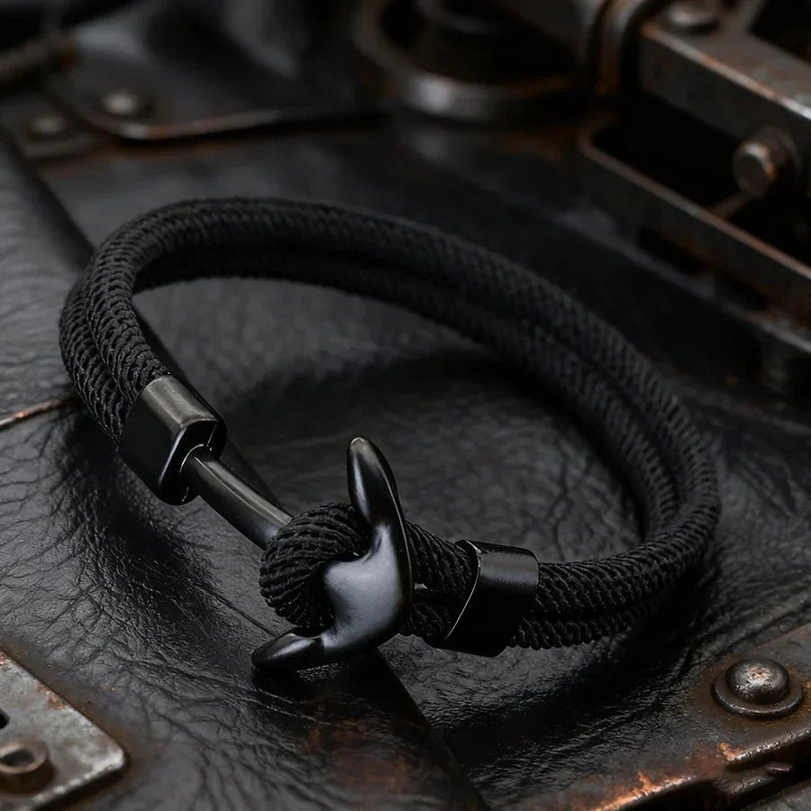 Bracelet ancre noire