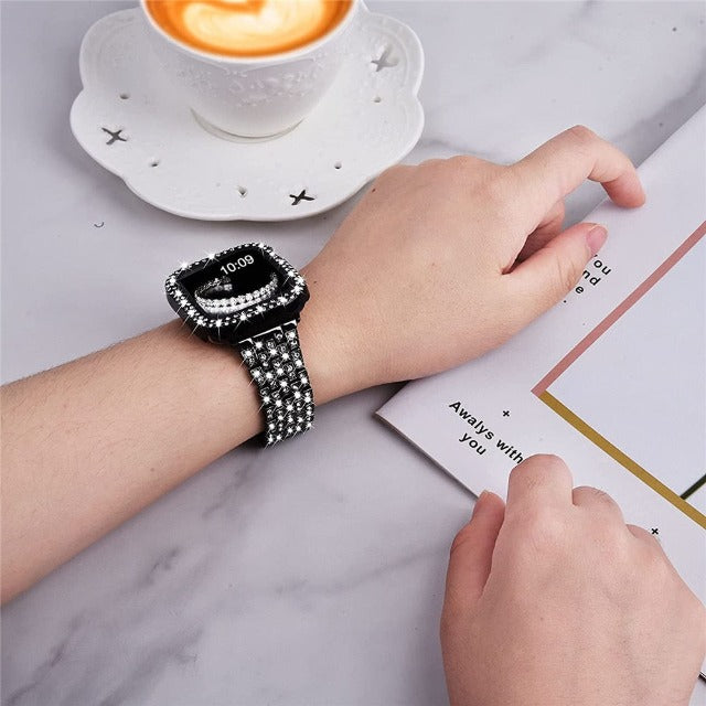 Pulsera Apple Watch con Caja Diamantes negro