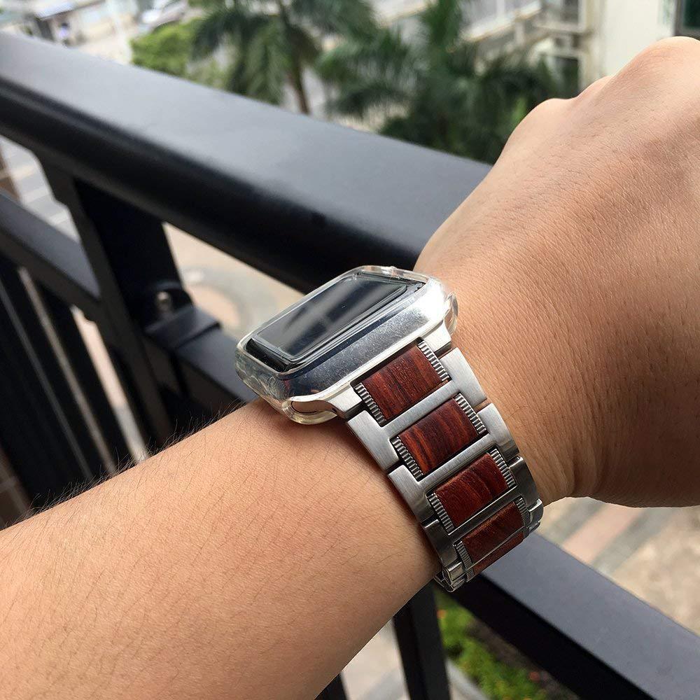 Pulsera Apple Watch de Madera marrón y negra