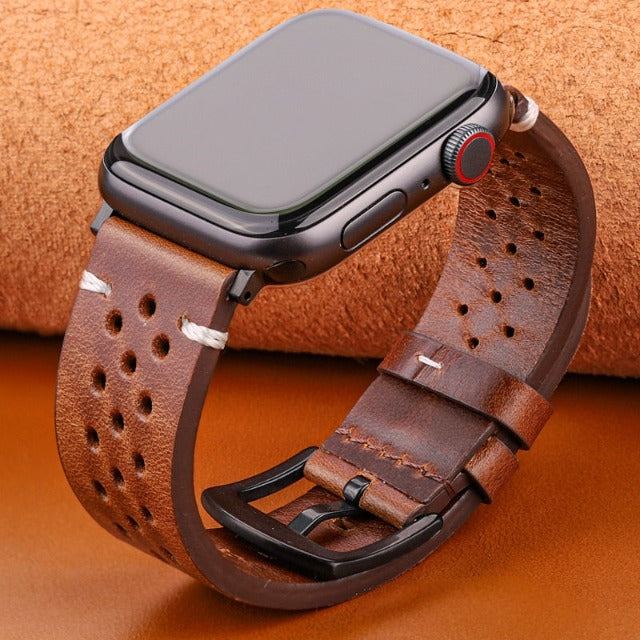 Correa Apple Watch de Cuero Genuino marrón y negro