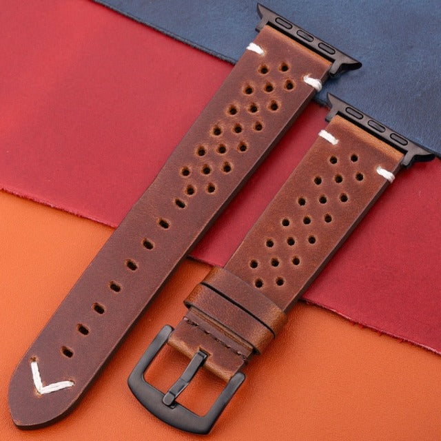 Correa Apple Watch de Cuero Genuino marrón y negro
