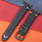 Correa Apple Watch de Cuero Genuino negro y negro