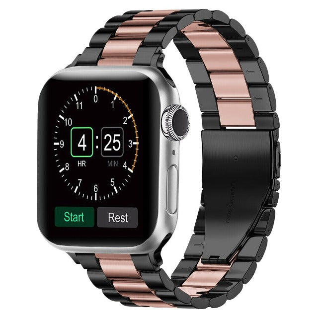 Pulsera Apple Watch en Metal negro y oro rosa
