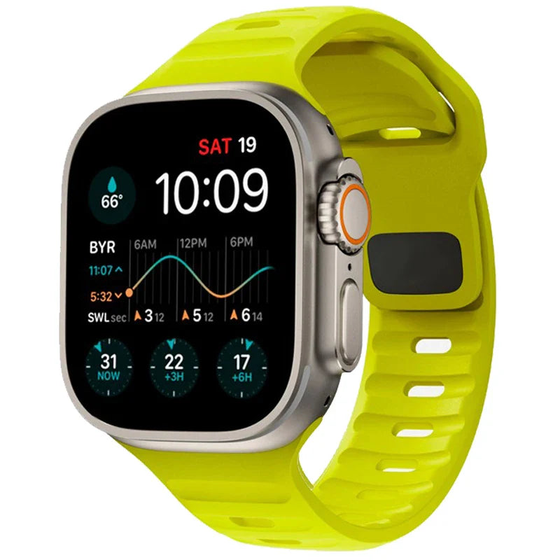 Pulsera Apple Watch de silicona quirúrgica amarilla